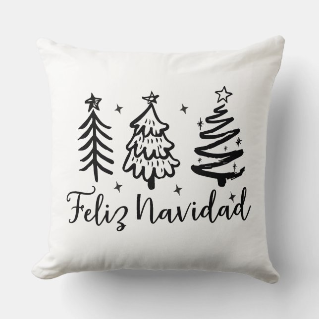 Feliz Navidad & Vibrant Mexican Serape duo-sided Throw Pillow (Front)