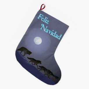 Feliz Navidad - Wolf Pack Large Christmas Stocking