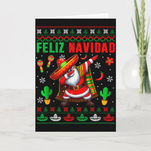 Feliz Navidad Xmas Sweater Santa Sombrero Dabbing  Card