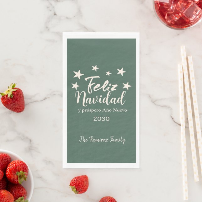 Feliz Navidad  y próspero Año Nuevo Holiday Party Napkin (Insitu)