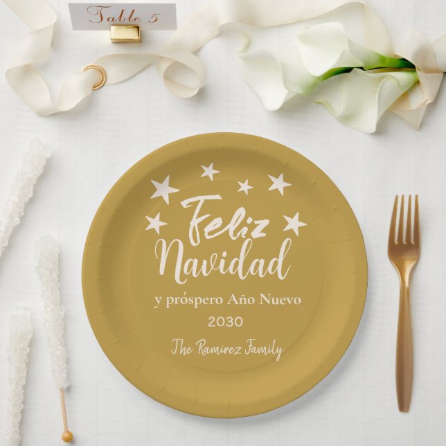 Feliz Navidad  y próspero Año Nuevo Holiday Party  Paper Plate (Wedding)