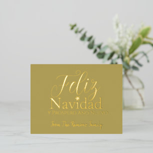 Feliz Navidad y Prospero Año Nuevo Modern  Foil Holiday Postcard