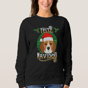 Feliz Navidog Beagle Dog Santa Hat Funny Merry Chr Sweatshirt