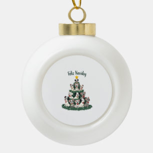 Feliz Navidog Christmas Dog T-Shirt, Funny Cute Xm Ceramic Ball Christmas Ornament