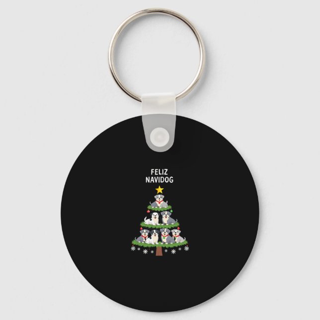 Feliz Navidog Christmas Dog T-Shirt, Funny Cute Xm Keychain (Front)