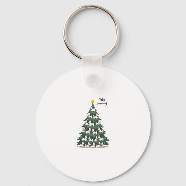 Feliz Navidog Christmas Dog T-Shirt, Funny Cute Xm Keychain (Front)
