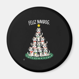 Feliz Navidog Christmas Dog T-Shirt, Funny Cute Xm Magnet