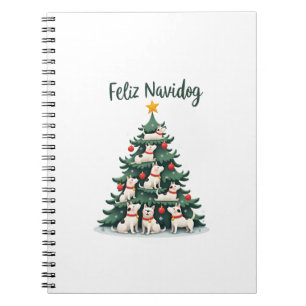 Feliz Navidog Christmas Dog T-Shirt, Funny Cute Xm Notebook