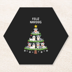 Feliz Navidog Christmas Dog T-Shirt, Funny Cute Xm Paper Coaster