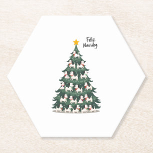 Feliz Navidog Christmas Dog T-Shirt, Funny Cute Xm Paper Coaster