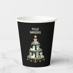 Feliz Navidog Christmas Dog T-Shirt, Funny Cute Xm Paper Cups