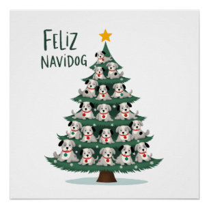 Feliz Navidog Christmas Dog T-Shirt, Funny Cute Xm Poster