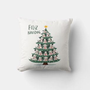 Feliz Navidog Christmas Dog T-Shirt, Funny Cute Xm Throw Pillow