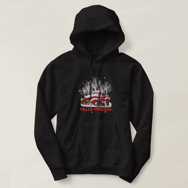 Feliz Navidog Coonhound Christmas Dog Lovers T-Shi Hoodie (Design Front)