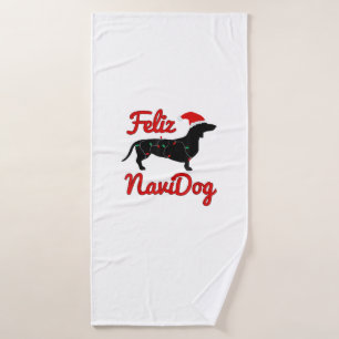 Feliz Navidog Dachshund Christmas Bath Towel