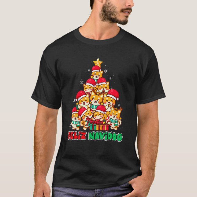 Feliz Navidog Feliz Navidad Christmas Welsh Corgi  T-Shirt (Front)