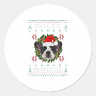 Feliz Navidog French Bulldog Dog Santa Classic Round Sticker