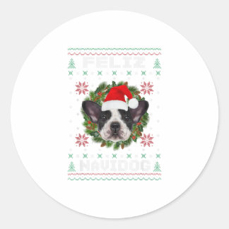 Feliz Navidog French Bulldog Dog Santa Classic Round Sticker
