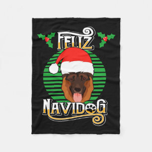 Feliz Navidog German Shepherd Dog Holiday Merry Ch Fleece Blanket