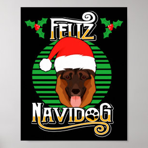 Feliz Navidog German Shepherd Dog Holiday Merry Ch Poster