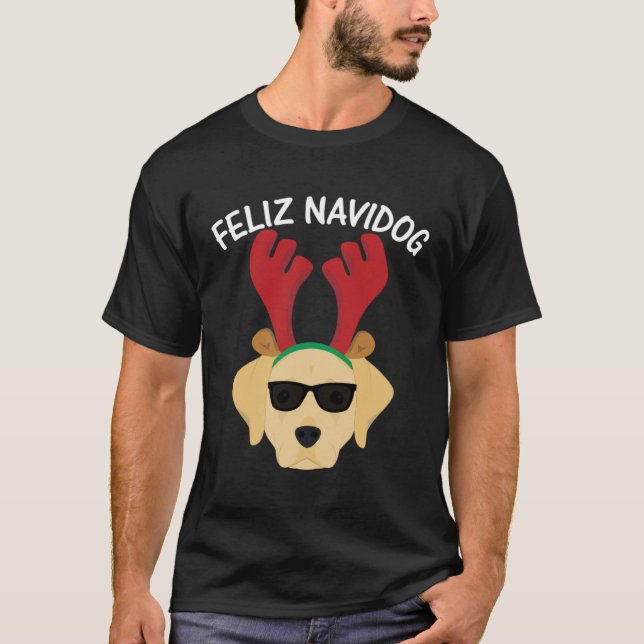Feliz Navidog Navidad Labrador Retriever Christmas T-Shirt (Front)