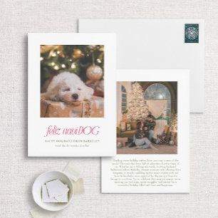 Feliz NaviDog Punny Pet Photo Carte de Noël