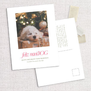 Feliz NaviDog Punny Pet Photo Christmas Postcard