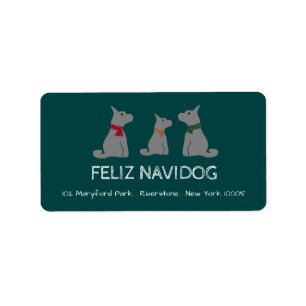 Feliz Navidog, Spanish Style Christmas Label
