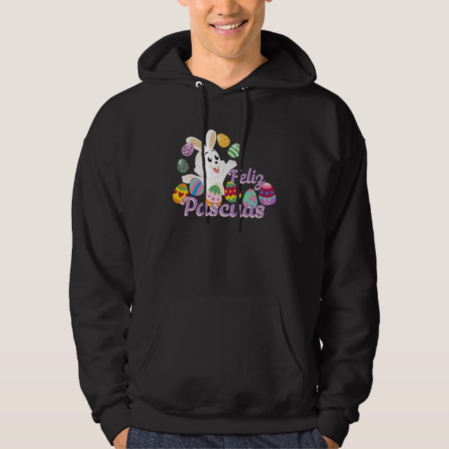 Feliz Pascuas Bunny Happy Easter Hoodie (Front)
