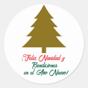 Feliz y Bendecida Navidad, Classic Round Sticker