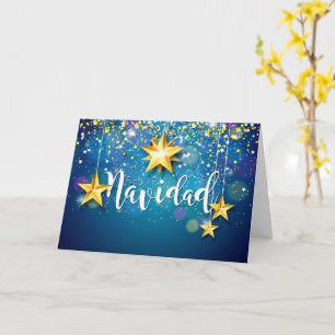 Felize Navidad Gold Stars Christmas Greeting Card