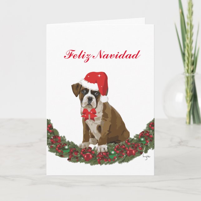 Felize Navidad lindo perro festivo Holiday Card (Front)
