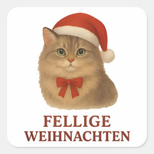 Fellige sibirische Weihnachtskatze Square Sticker
