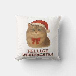 Fellige sibirische Weihnachtskatze Throw Pillow
