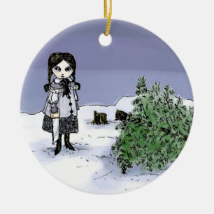 Felling the Holiday Tree Ceramic Ornament