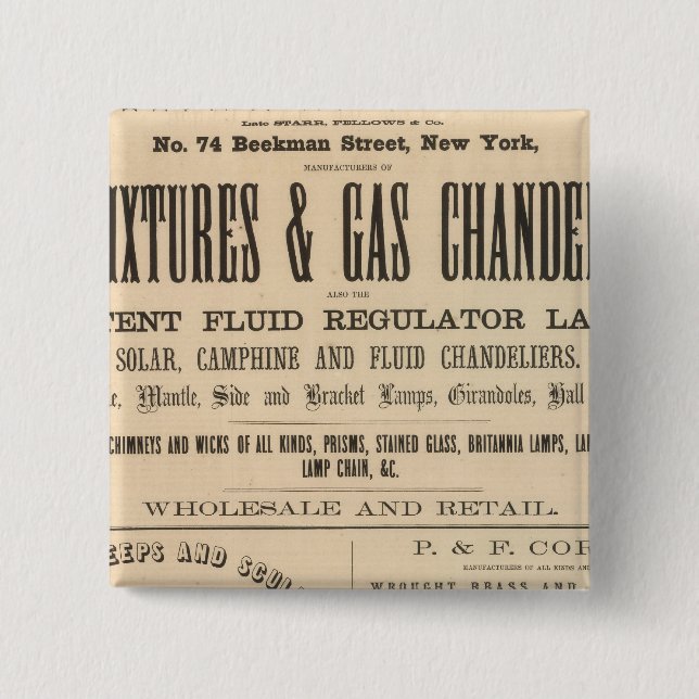 Fellows, Hoffman and Company 2 Inch Square Button (Front)