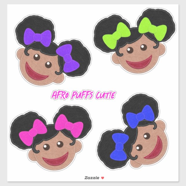 Felt Look Afro Puffs Cuties You Customize (Sheet)