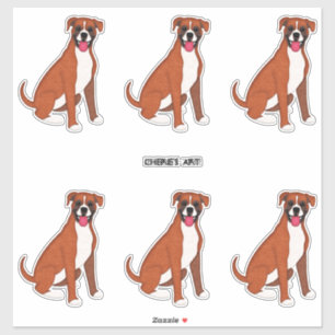 Felt Look Boxer Dogs Six on a Sheet