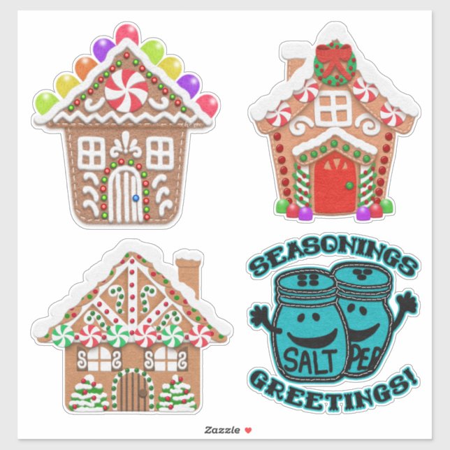 Felt Look Gingerbread Houses | Felt Applique Style (Sheet)