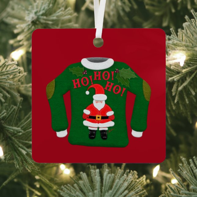 Felt Look Tacky Christmas Sweater  Metal Ornament (Insitu)