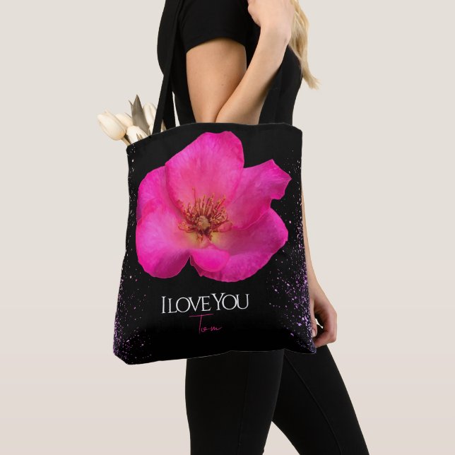 Felt Pen Pink Rose - Personalized Trendy  Tote Bag (Close Up)