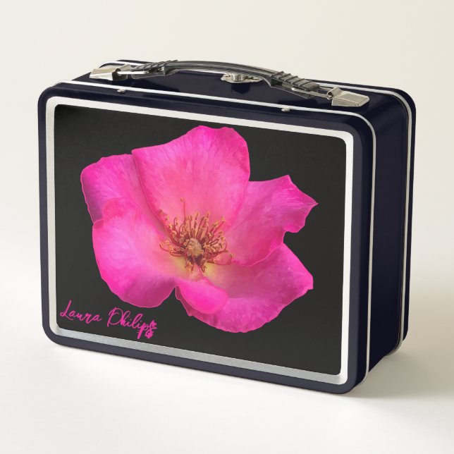 Felt pen roses - Personalized Metal Lunch Box (Back)