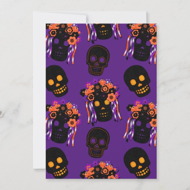Felt Style Sugar Skulls Birthday Day of the Dead (Front)