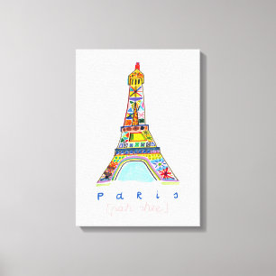 Felt Tip Drawing of Paris Canvas Print