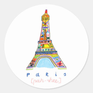 Felt Tip Drawing of Paris Classic Round Sticker
