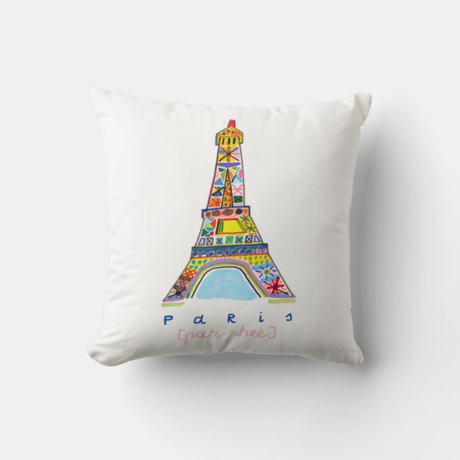 Felt Tip Drawing of Paris Throw Pillow (Front)