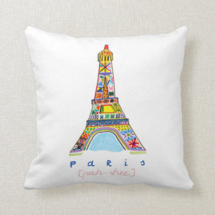 Felt Tip Drawing of Paris Throw Pillow
