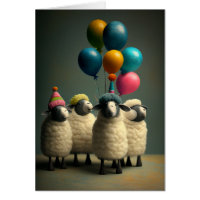 Felted Sheep Birthday Party Folded Greeting Card