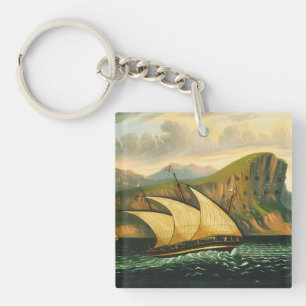 Felucca off Gibraltar by Thomas Chambers Keychain