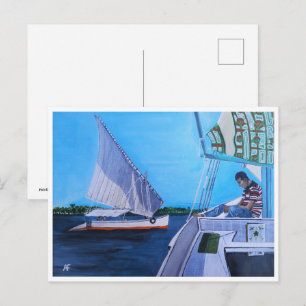 Feluccas on the Nile Painting by Alfred Fox Postcard